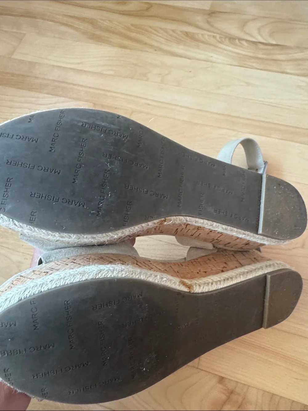 Marc Fisher Faithful Espadrilles Sandals Medium Natural Suede Size 6.5 EUC